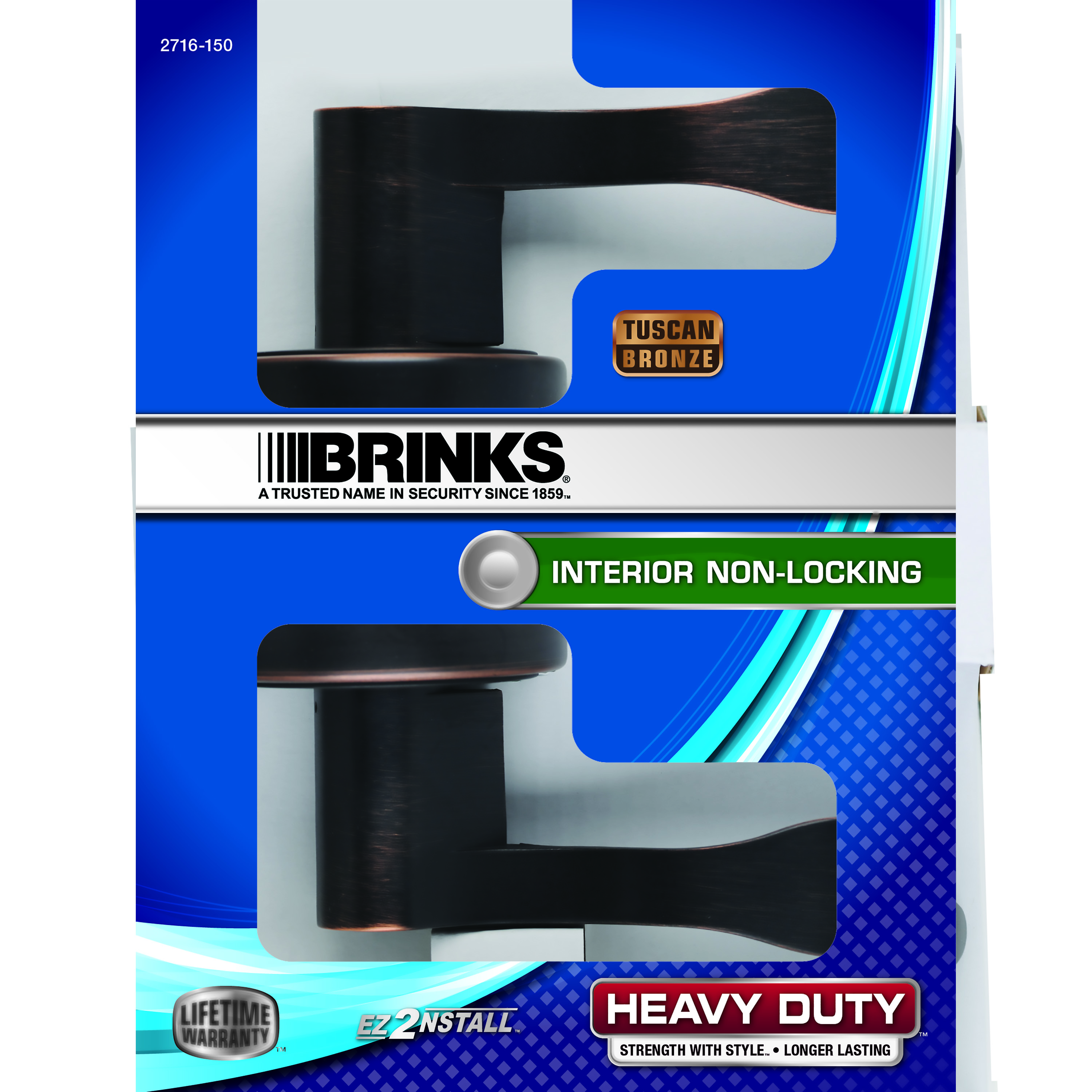 Brink's Interior Non-Locking Passage Door Lever, Wave, Tuscan Bronze Finish