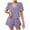 Purple, variant on Ahuyic Womens Summer Casual Outfit Set,Womens Plus Size Outfit,Women's Summer Short Sleeved V-neck Drawstring Solid Color Front Collar Tie Shirt Shorts Set