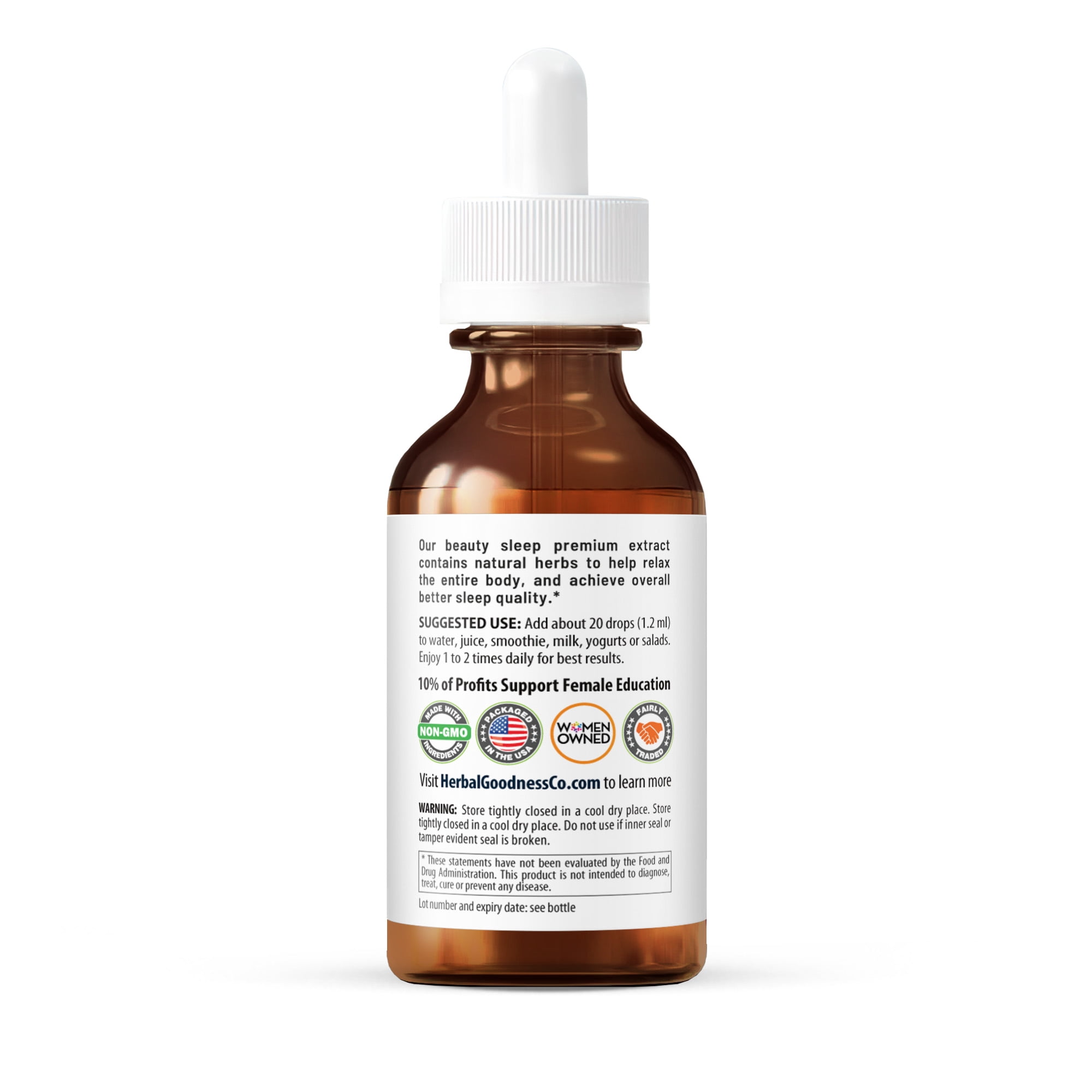 Sleep in Beauty - Natural Sleep Aid, Melatonin Support Supplement, Relaxation Aid, Valerian Root, Magnolia Bark - 2fl. oz - Herbal Goodness
