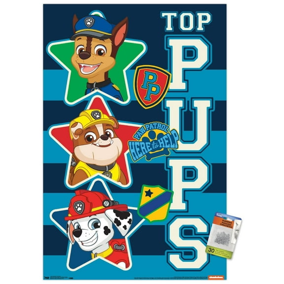 Nickelodeon Paw Patrol - Top Pups Wall Poster with Push Pins, 22.375" x 34"