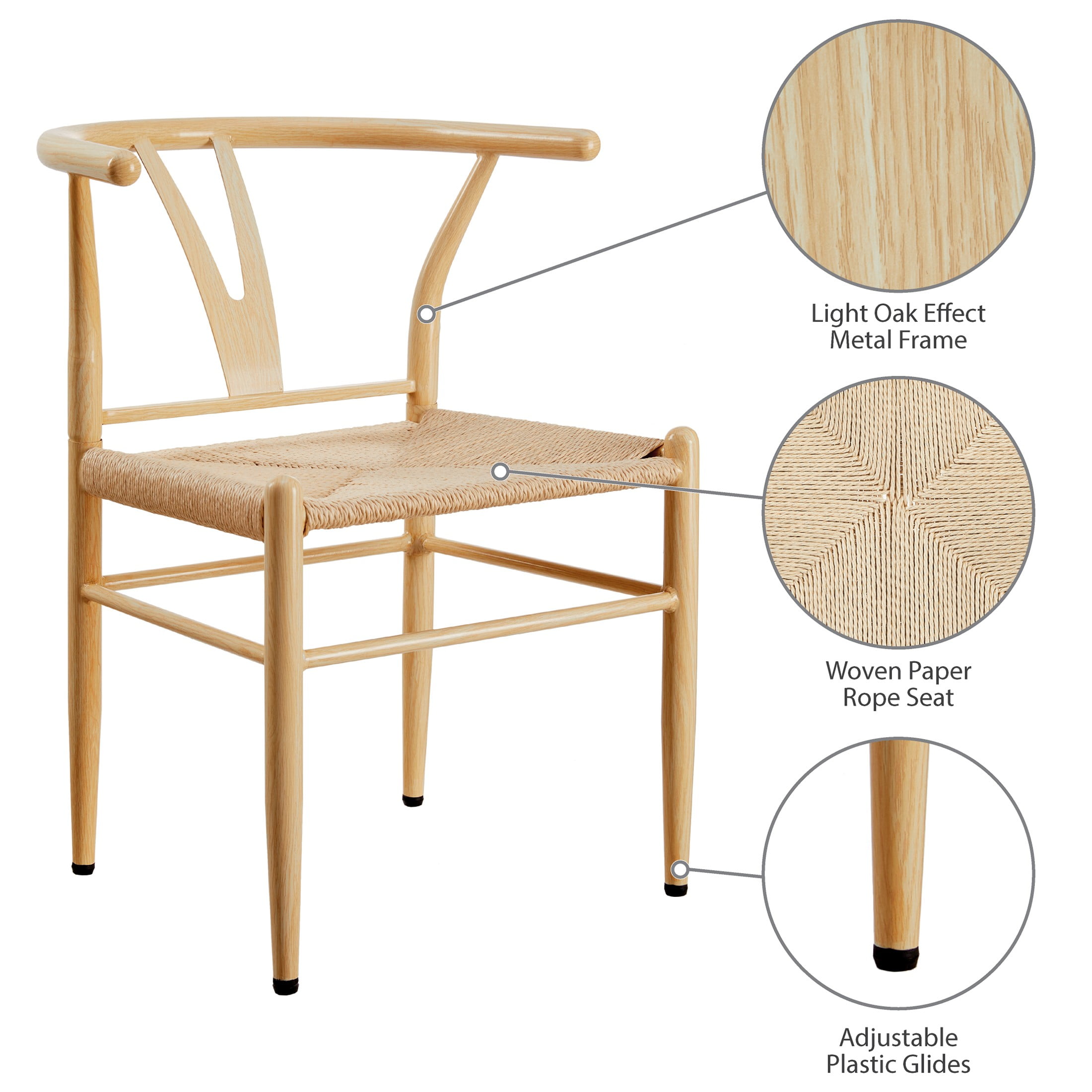 Better Homes Gardens Springwood Wishbone Chair 2 Pack Light Natural Color Finish Walmart