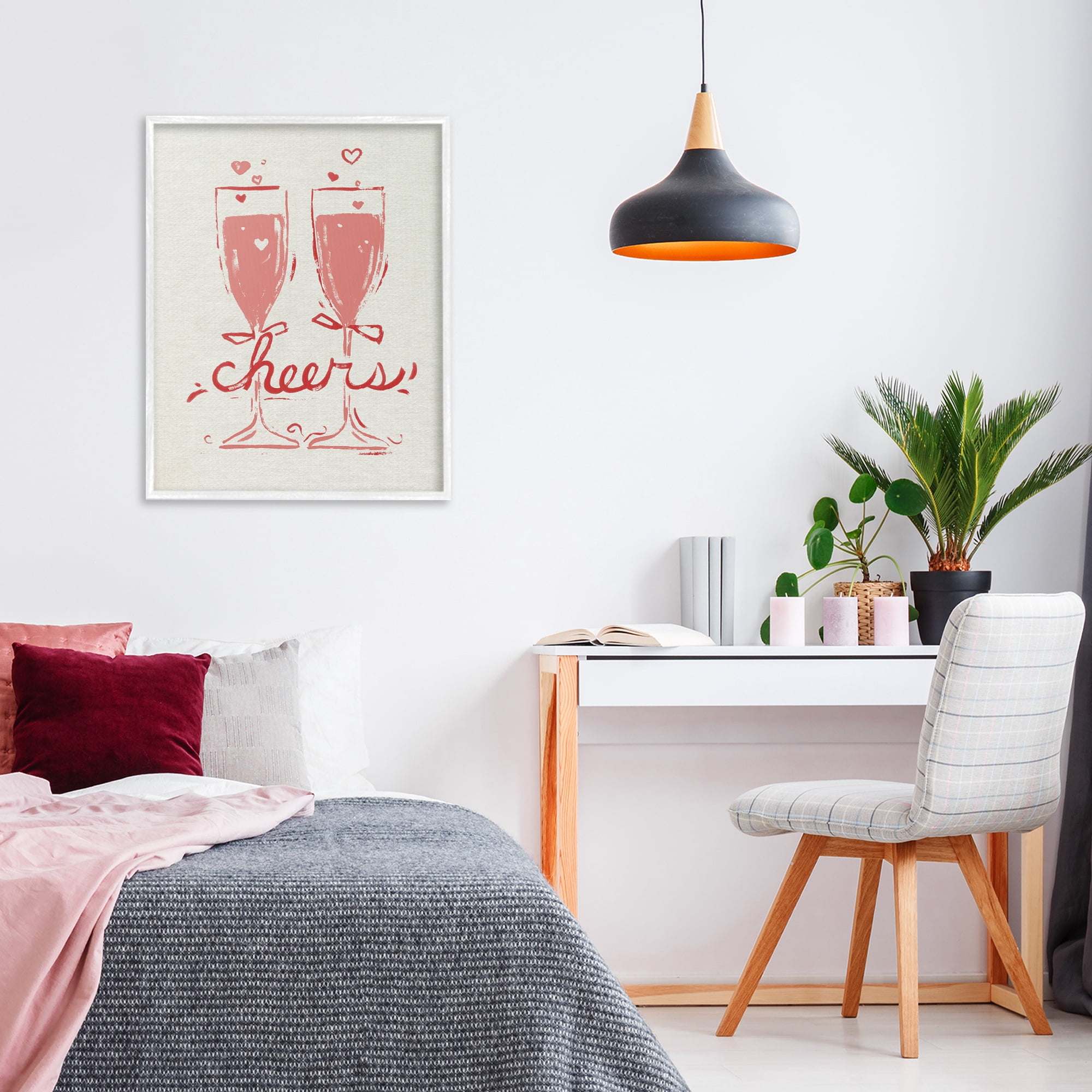 Stupell Industries Romantic Cheers To Love White Framed Giclee Art, design by June Erica Vess