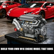 W16 Engine Building Blocks Set for Adults, STEM Mini 16-Cylinder Engine Model Kit That Runs, Compatible with Lego Car, DIY Physical Science Experiment Toy for Teens Kids Boys (801 PCS)