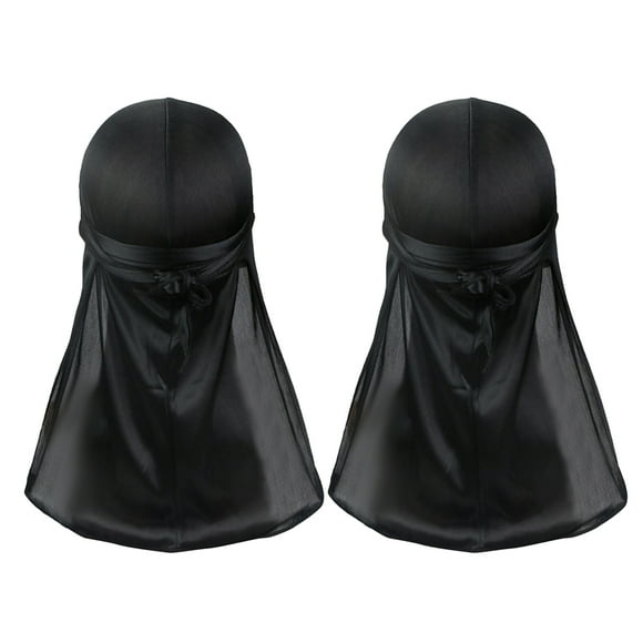 2pcs Long Tail Elastic Durag Headwraps for Men and Women Pirate Bandana Scarf Breathable and Comfortable Durag Headwraps