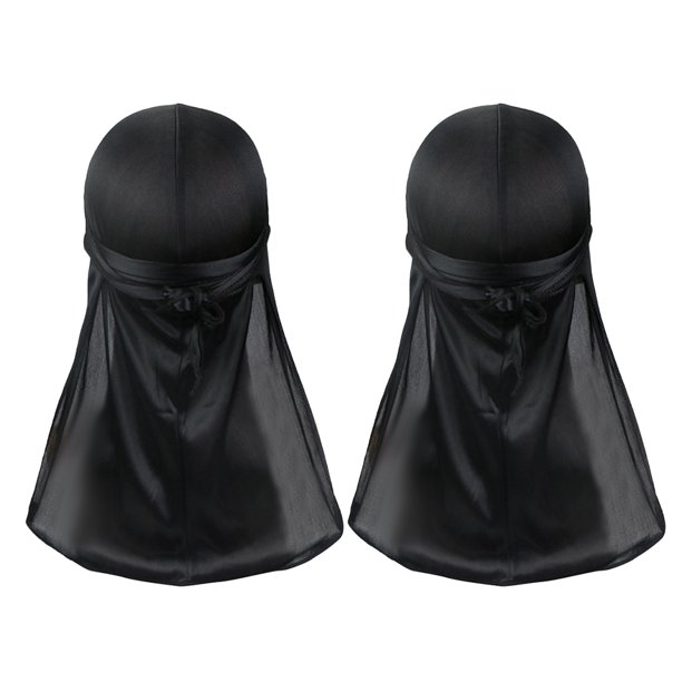 2 pañuelos elásticos de cola larga Durag para hombres y mujeres, pañuelo pirata, pañuelos transpirables y cómodos.