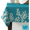 thumbnail image 3 of Teal Coral Rectangle/Square/Round Waterproof Tablecloths 60x84 inch Aqua Summer Beach Nautical Seaside Coastal Polyester Table Cloth Table Cover Tabletop for Wedding Party Dinner, 3 of 6