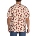 thumbnail image 3 of Balery Mushrooms and Lady Bugs Pattern Men's Casual Button Down Shirt Short Sleeve Textured Summer Cuban Beach Shirts-Medium, 3 of 5