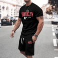 thumbnail image 2 of Afdoent Mens 2 Piece Sets T Shirt Men's Large Summer Short Sleeved T Shirt And Shorts Suit Men's Casual Fashion Theme Suit Retro Beach Vacation Outfits, 2 of 6