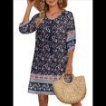 thumbnail image 3 of Vestido Informal de Verano para Mujer, Estilo Bohemio, con Borlas y Cuello Anudado, Larga 3/4, Estampado Floral Corto Tíbet L, 3 of 8