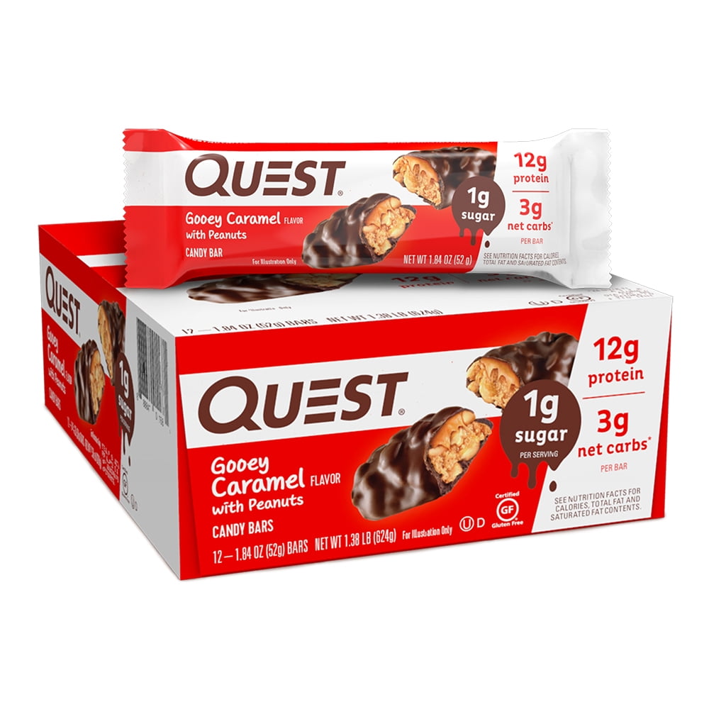 Quest Gooey Caramel Protein Candy Bar Snack, 12ct Box