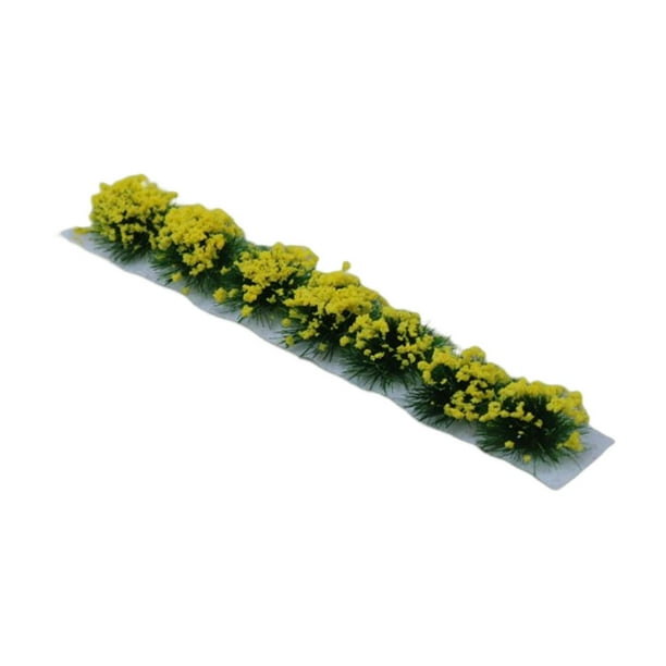 Grupos de vegetación de flores de mechones de césped en miniatura Mechones de césped estático de bricolaje para tren Amarillo