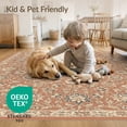 thumbnail image 4 of ODIKA 3'x5' Washable Throw Rug Stain Resistant, Low Profile, Non-Slip Bedside Way Botanical Motif Featuring Ornate Border Vintage Hallways for Entryway, Kitchen, Mudroom, 4 of 7