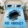 thumbnail image 2 of Feelyou Kids Ice Hockey Queen Sheet Sets, Est Sleep Sports Flat Sheet, Blue Stripes Lines Queen Fitted Sheet, Breathable Home Decor, 4 Pieces, 2 of 7