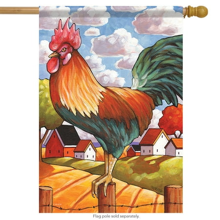 Rise Against Flag - Country Rooster Summer House Flag Early Rise Primitive Farm 28