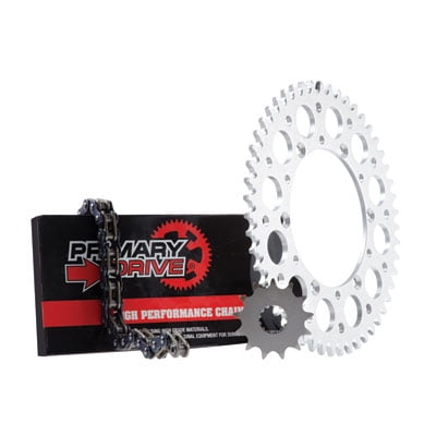 Rear Drive Chain Primary Drive Alloy Kit & O-Ring Chain Silver Rear Sprocket - Fits: Suzuki RMZ250 2010-2012 ()