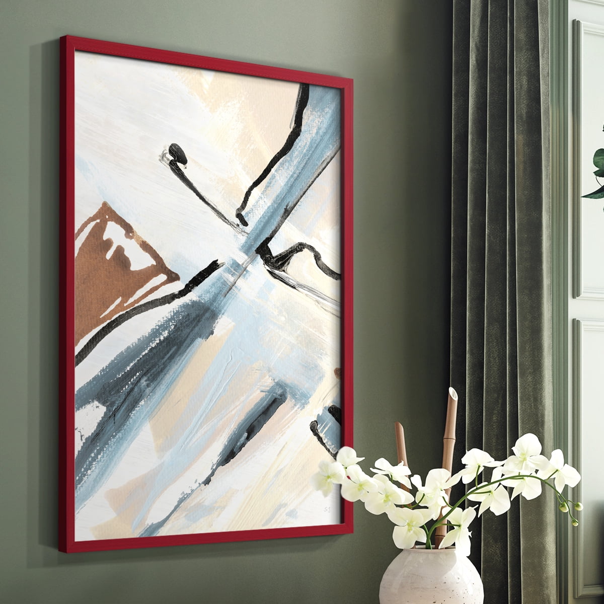 Dancing Wind Revisit I Framed Print in Red Solid Wood Framed Print No Nail Hanging