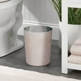 thumbnail image 2 of mDesign Small Round Metal 1.7 Gallon Wastebasket/Trash Can, Stone Print - Beige, 2 of 6