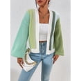 thumbnail image 3 of Contrast Color Knit Cardigan Sweater (S, MultiPurple), 3 of 7