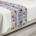 thumbnail image 2 of Floral Bed Runner, Spring Season Repeating Pattern Chrysanthemum Flowers on Striped Background, Decorative Accent Bedding Scarf for Hotels Homes and Guestrooms, Twin, Indigo Earth Yellow, by Ambesonne, 2 of 2