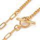 thumbnail image 2 of Collar minimalista de cadena de eslabones y cadena de clip de latón para mujer, chapado en oro de 18 quilates., 2 of 2