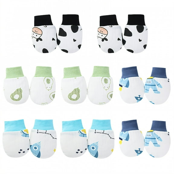TELOLY 8 Pairs Baby Mittens,Cotton Newborn Mittens,Newborn Mittens No Scratch for 0-1 Years,Style4