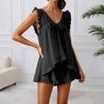thumbnail image 2 of Likimi 2 Piece Sets For Women Sleeveless V Neck Solid Color Ruffles Loose Fit Top With Shorts Summer Elegant Fashion Outfit Set Black Size L, 2 of 5