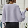 thumbnail image 6 of UJNDER Casual Round Neck Knitted Sweater for Women Long Batwing Sleeve Solid Color Soft Loose Ribbed Pullover Purple M, 6 of 9
