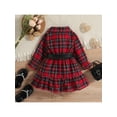thumbnail image 4 of Sedceaty Toddler Kids Girls Christmas Dress Princess Plaid Lapel Long Sleeve Button-Down Dress Autumn Ruffles Hem Dress with Belt, 4 of 9