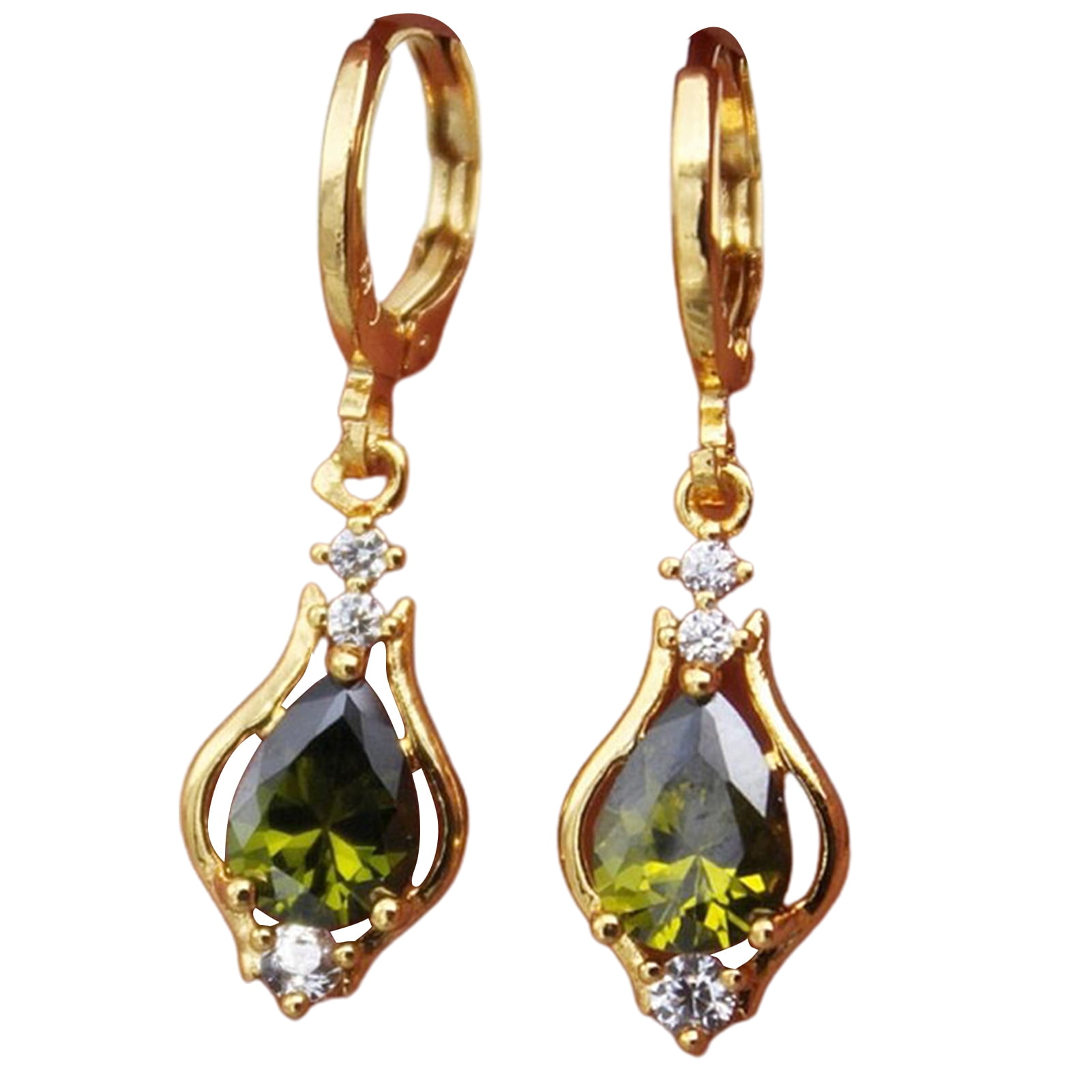 YAZILIND 18K Gold Plated Cubic Zirconia Hoop Huggies Earrings Ball Dangle Drop Earrings for Women