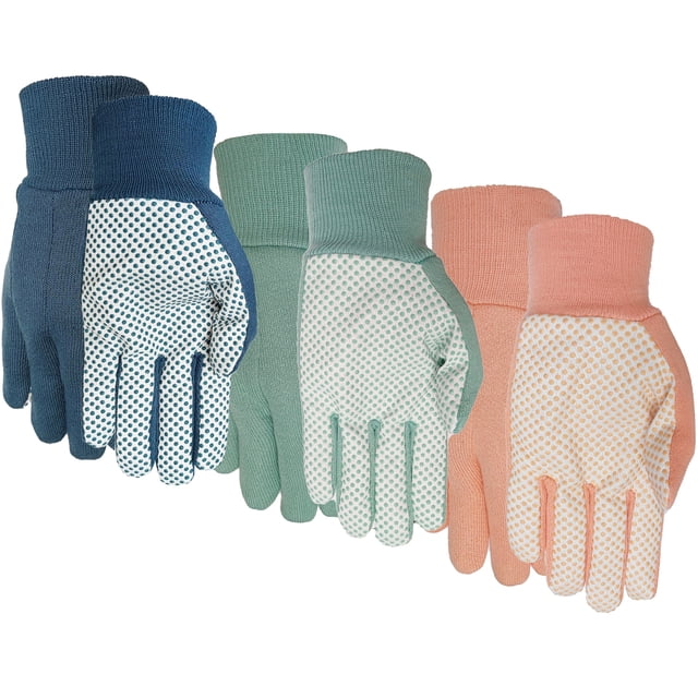 Expert Gardener Ladies Jersey Gloves with PVC Dots on Palm 3 pack
