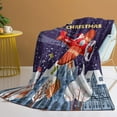 thumbnail image 3 of Flannel Christmas Flannel Blanket Santa Flying Airplane Pattern Fuzzy Fluffy Soft Cozy Blanket Blue (60"x80"), 3 of 6