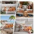 thumbnail image 5 of Orange Pumpkin Outdoor Waterproof Pillow Covers, Thanksgiving Fall Leaves Botanical Plaid Decorative Square Throw Pillowcase Sofa Cushion Sham for Patio/Couch/Chair, 18"x18" 2 Pack, 5 of 8