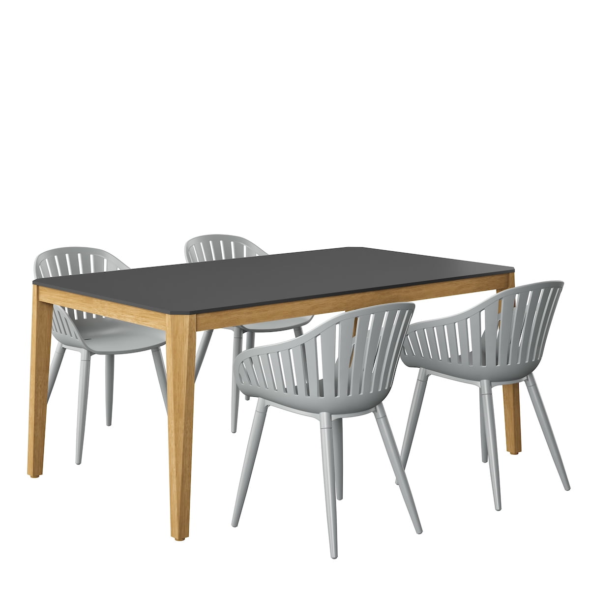 Amazonia Lovaina 5- Piece Black Eucalyptus Wood Outdoor Dining Set