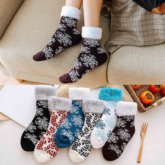 Fnochy Womens Slipper Fuzzy Socks Non Slip, Winter Warm Soft Fluffy Cozy Fleece Lining Home Socks Clearance