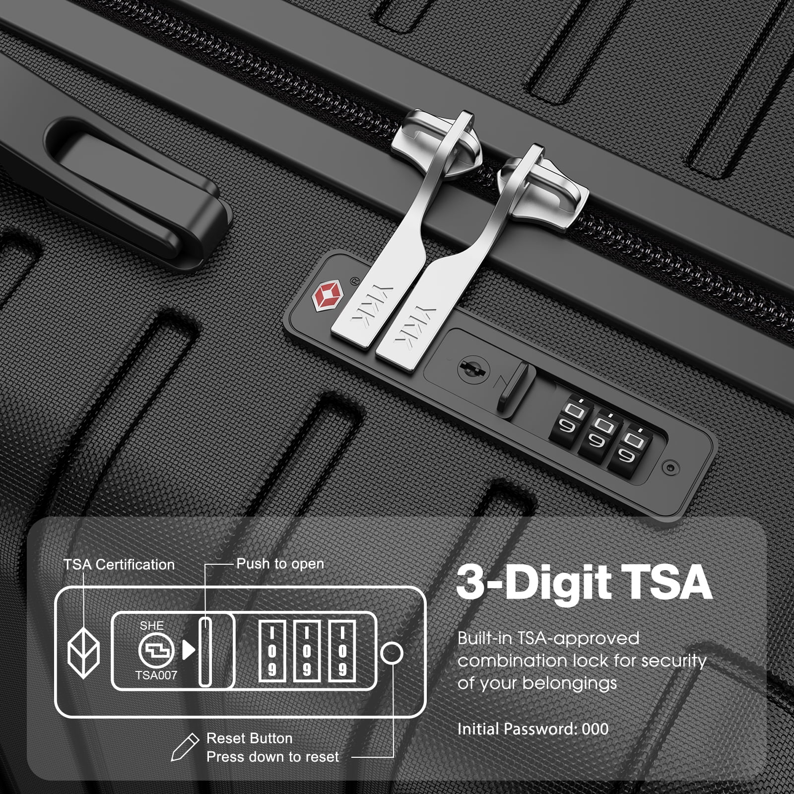 Vebreda 3 Piece Hardside Luggage Set with TSA Lock, 360° Spinner Wheels, Durable Lightweight Shell, Checked Suitcases (20”/24”/28”)