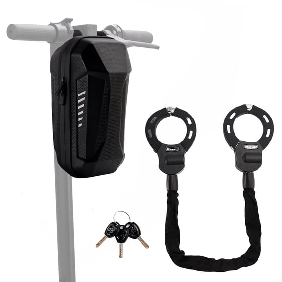 Bike Scooter Chain Lock with Scooter Bag, Security Anti-Theft Bike Lock, Handcuff Chain Lock and Bag for Bike Electric Scooter, Motorcycle, Bicycle, Electric Scooter Accessories