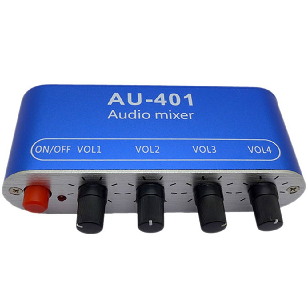 2X Stereo Mixer (4 Input ,1 Output ) Individually Controls Board DIY Headphones Amplifier Case DC12V,2 x stereo audio mixing board,blue