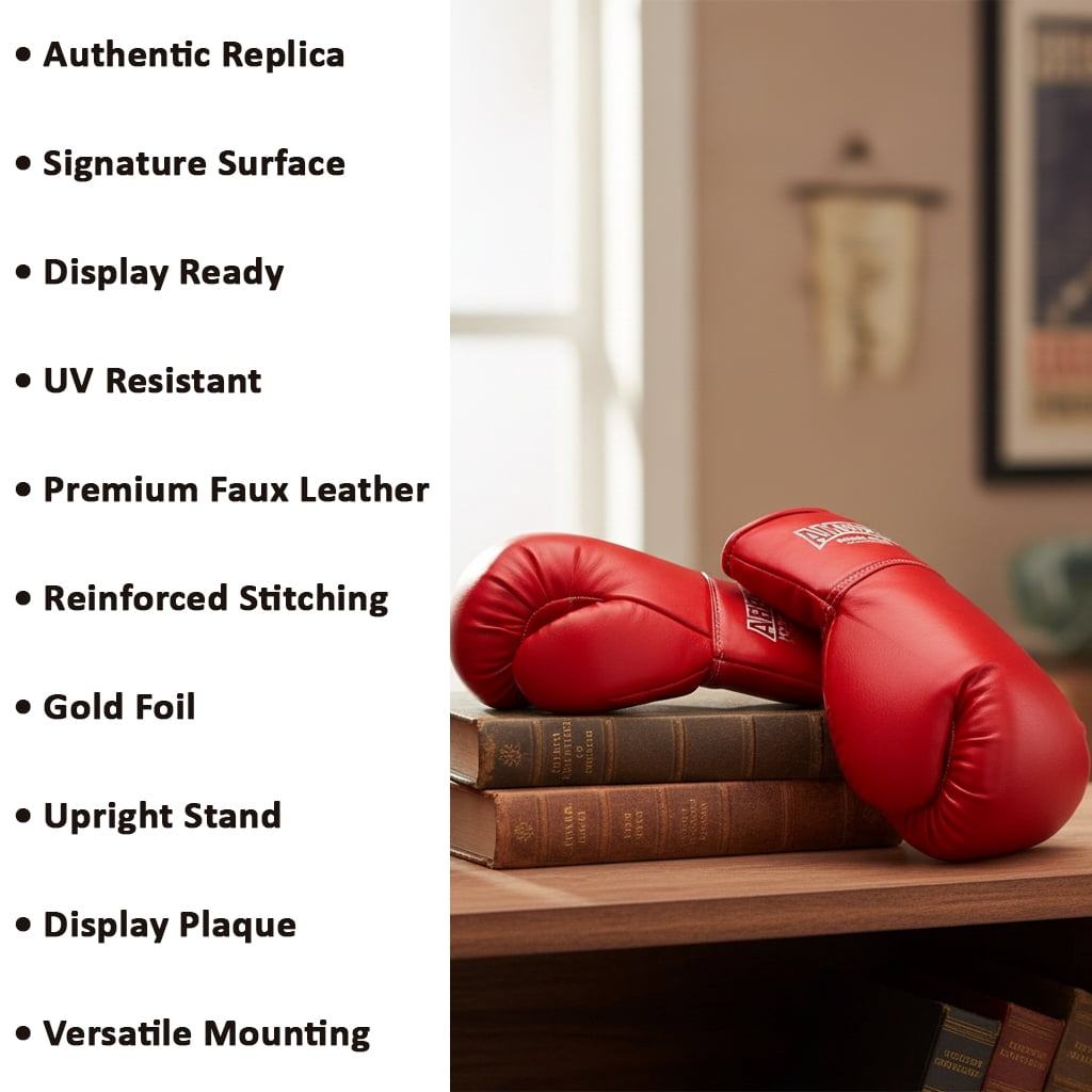 Boxing Gloves – Full-Size Replica Style for Signatures, Gifts, or Sports Decor – Red