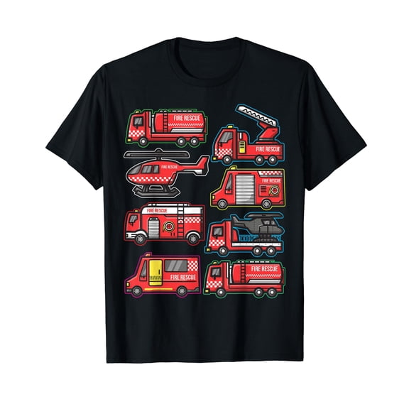 Types of Fire Truck Boys Toddlers Firefighter Trucks T-Shirt