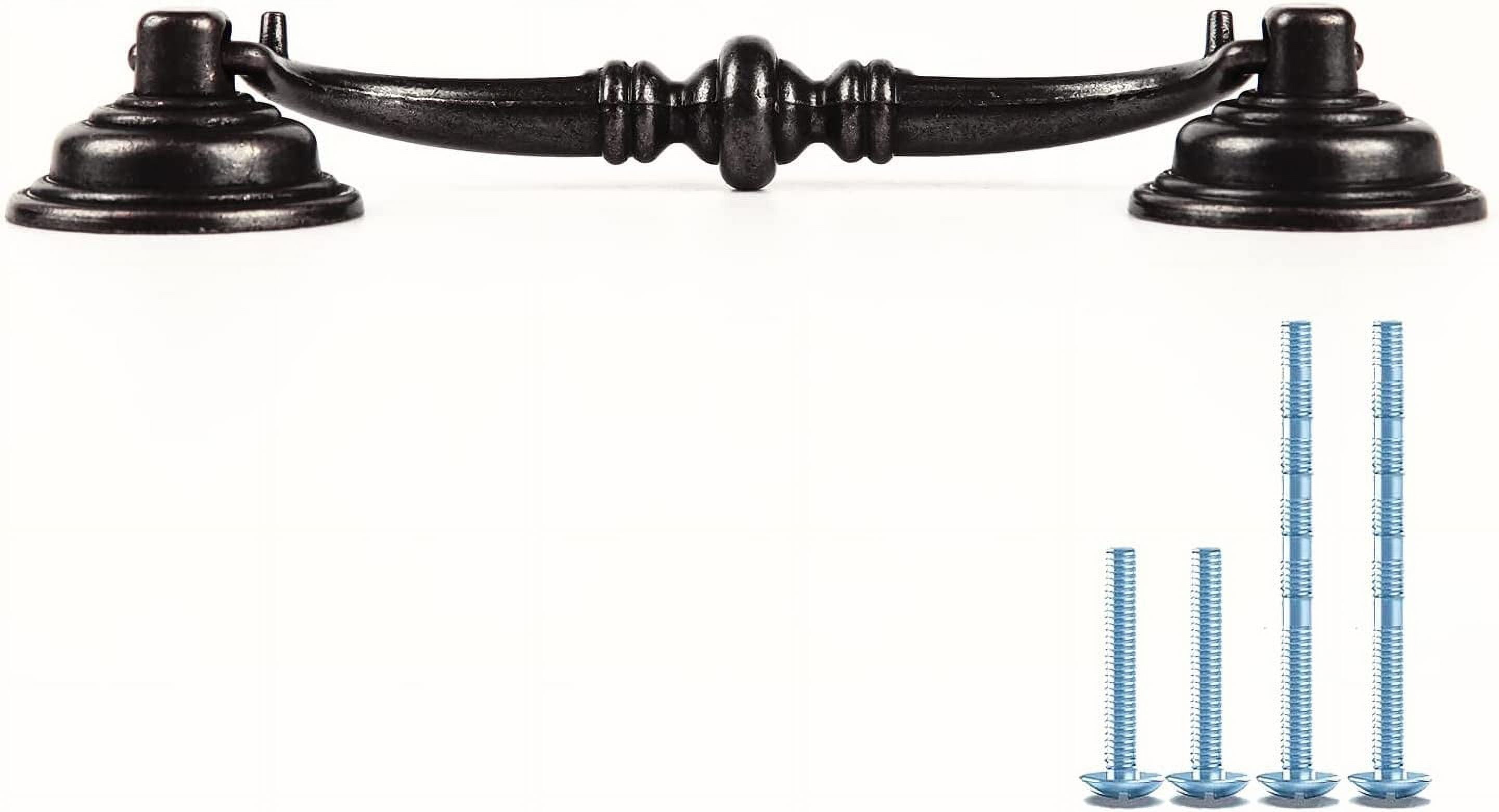6 Pack 4.25"Hole Center Shabby Chic Drawer Pulls Handles Antique Black Kitchen Cabinet Drop Bail Pulls Handles (108mm/Antique Black)