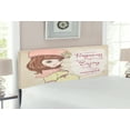 thumbnail image 2 of Saying Headboard, Pregnancy Enjoy Every Single Moment Clipart Pregnant Woman Dress Hat, Upholstered Decorative Metal Bed Headboard with Memory Foam, Full Size, Eggshell Pink Multicolor, by Ambesonne, 2 of 4