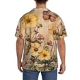 thumbnail image 3 of Fotbe Vintage Floral Butterfly Collage Camisa Estampada de Manga Corta para Hombre, Casual de Verano, Estilo Playero, Sin Arrugas-Small, 3 of 5