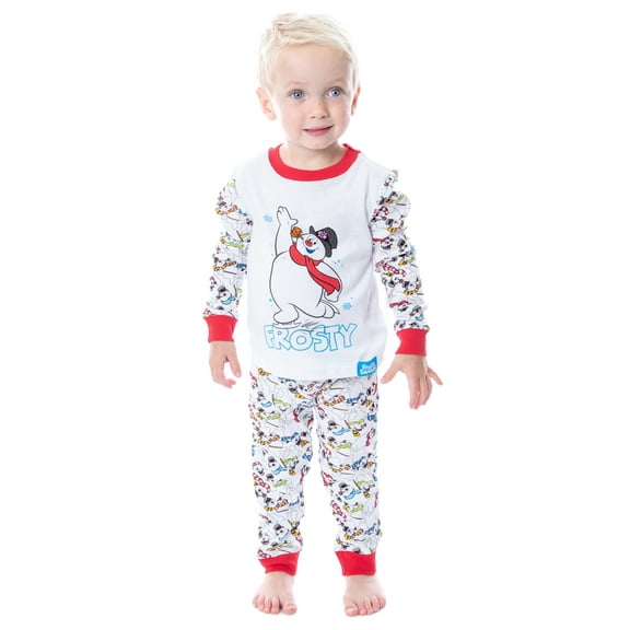 Frosty the Snowman Toddler Kids Christmas Holiday Cotton 2PC Tight-Fit Pajama Set Loungewear Sleepwear for Boys Girls