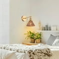 thumbnail image 2 of 1-Light Farmhouse Brown Rattan Gold Brass Wall Swing Arm Lamp Wall Sconce, 2 of 5