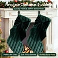 thumbnail image 5 of Dark Green Plush Christmas Stocking with Velvet Bow, Soft Striped Large Xmas Stocking, Fireplace Hanging Decoration for Home Staircase Holiday Decor, 5 of 7