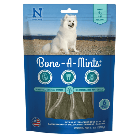 UPC: 0657546621628 | N-Bone® Bone-A-Mints® Dental Treat Mint Flavor MEDIUM 6ct 8.5 oz