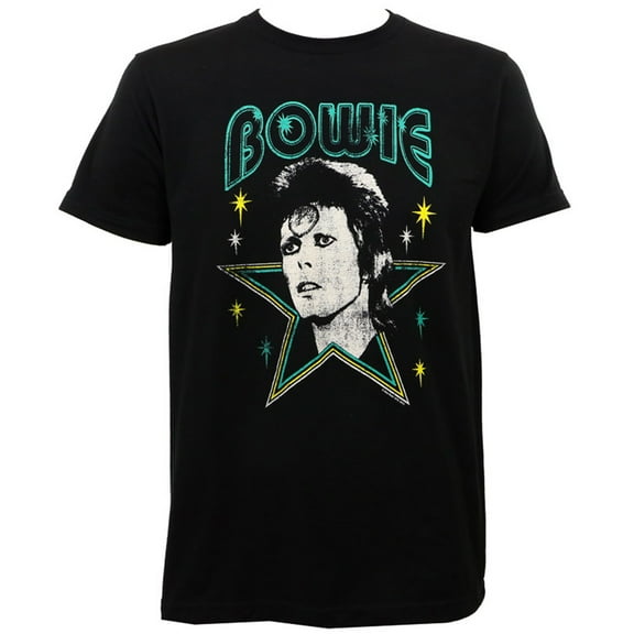 David Bowie Men's Stars Slim-Fit T-Shirt Black L