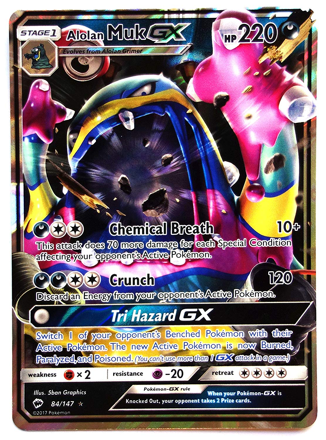 Pokemon, S&M, Burning Shadows, Alolan Muk GX 84/147, Ultra Rare, New