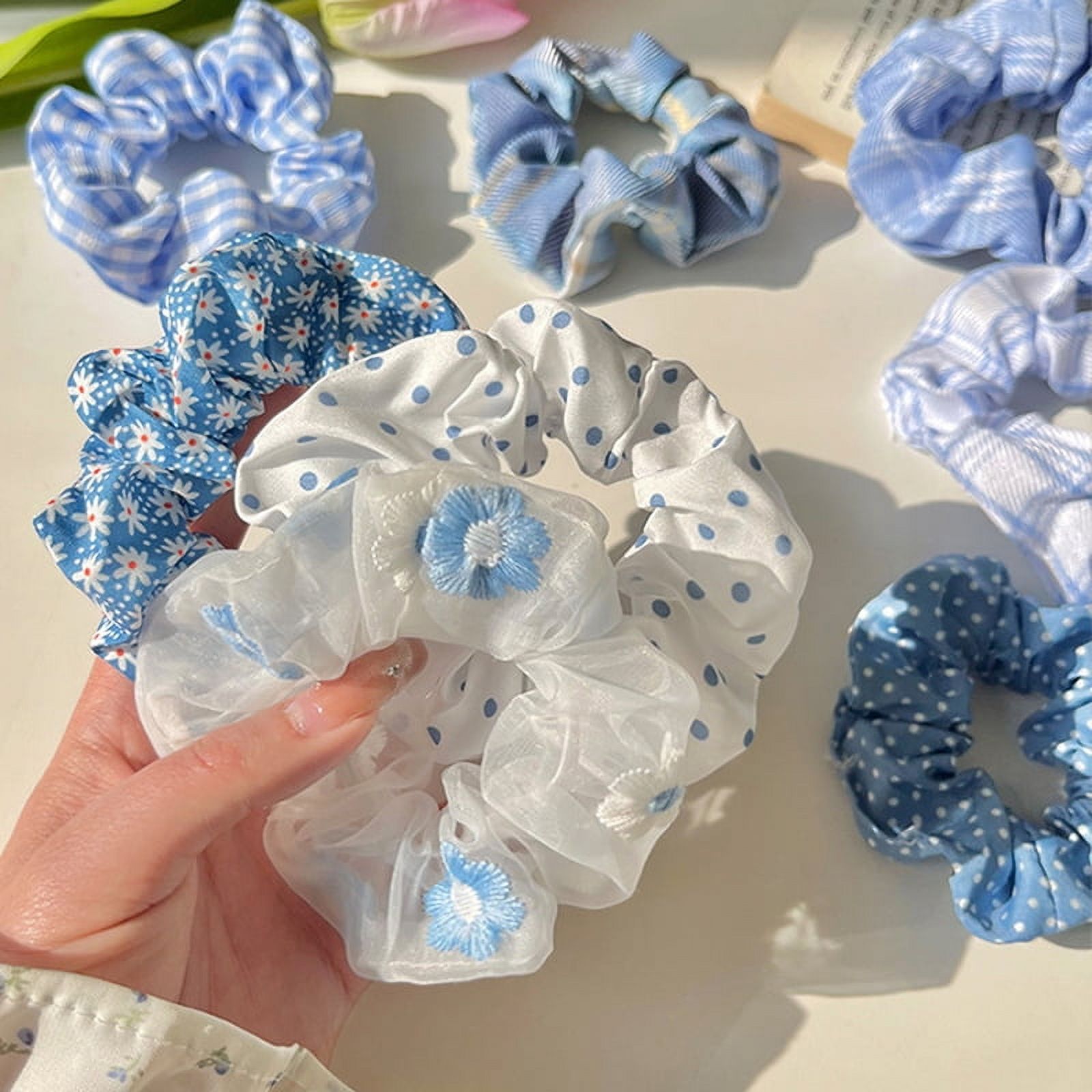 10PCS/SET Large intestine hair ring ins Korean women's high-end hair rubber band, simple temperament fat hair rope headdress