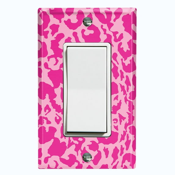 Metal Light Switch Plate Outlet Cover (Pink Leopard LEO001)